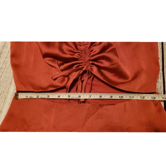 New! LUVALOT Women's Size 6 Rust Rouched Dress - Picture 5 of 10